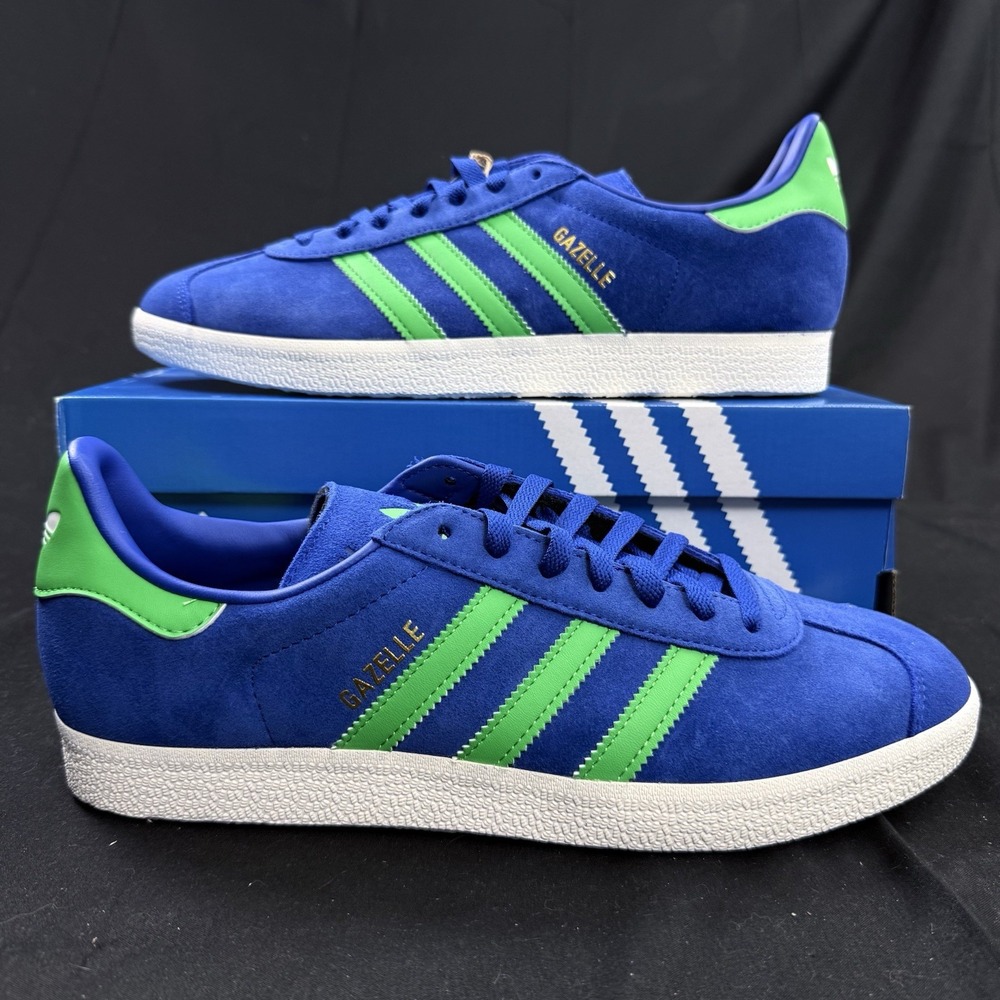 Size 10 Adidas Gazelle Royal Blue Energy Green Sneakers Athletic JH5389